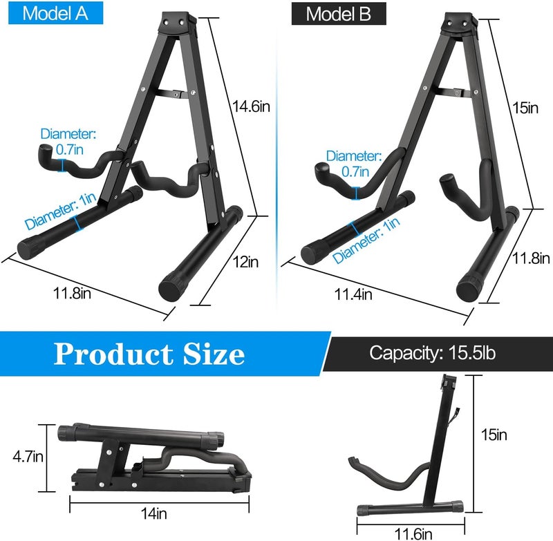 DkOvn 1/2/4 Pack Guitar Stand, A-Frame Folding Guitar Stand with Non-Slip Rubber and Foam Arms, Metal Guitar Stand for Acoustic Guitar, Electric Guitar, Bass, Ukulele, Banjo - Image 4